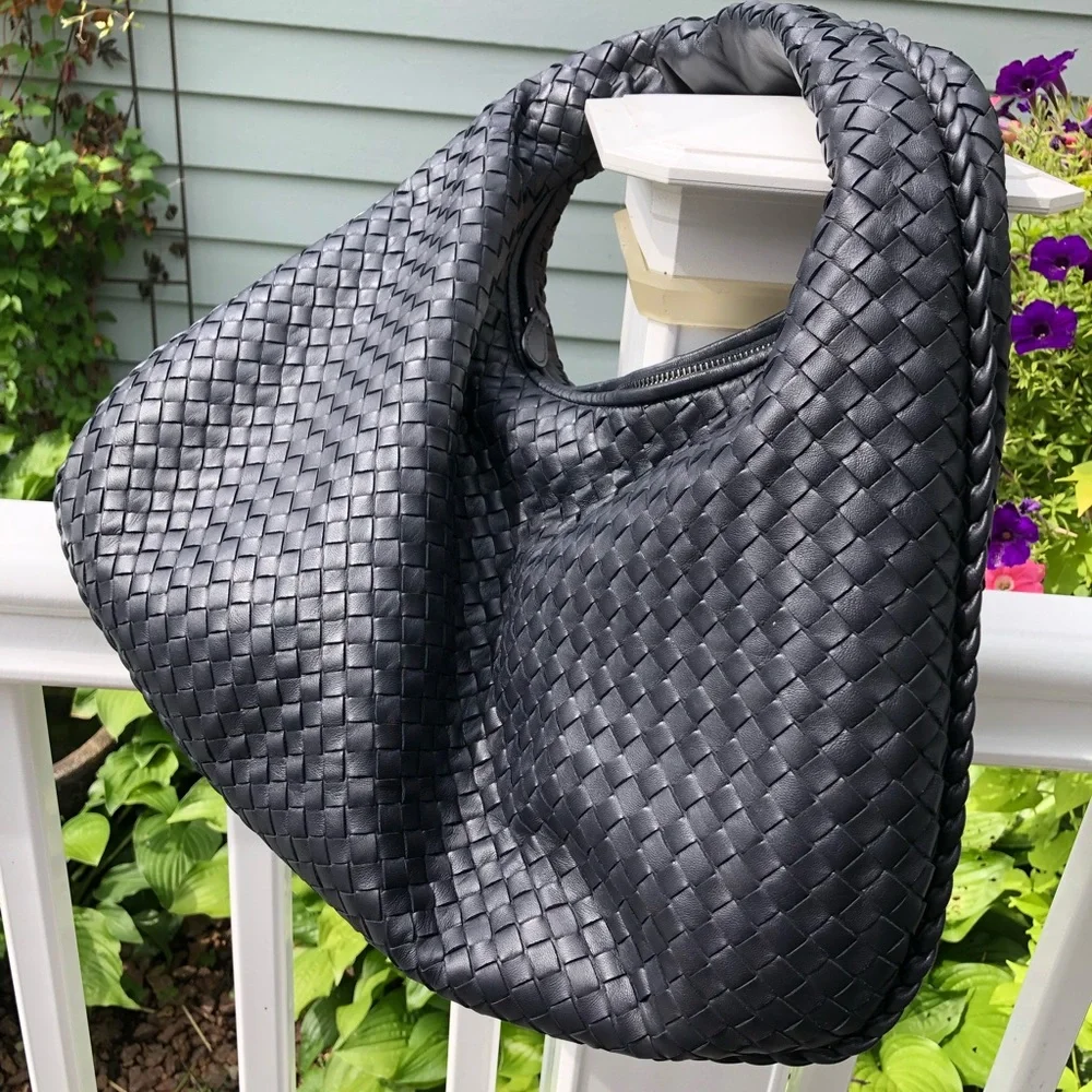 Bottega Veneta gunmetal gray/blue Woven Shoulder Bag - Picture 10 of 16